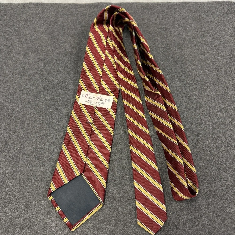 Vtg 70s Club Shop JACK HENRY Country Club Plaza Mens Tie Regimental Stripe Red